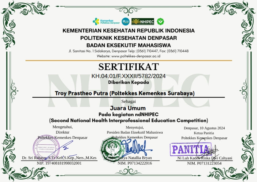 Juara Umum NHIPEC 2024 Poltekkes Kemenkes Denpasar
